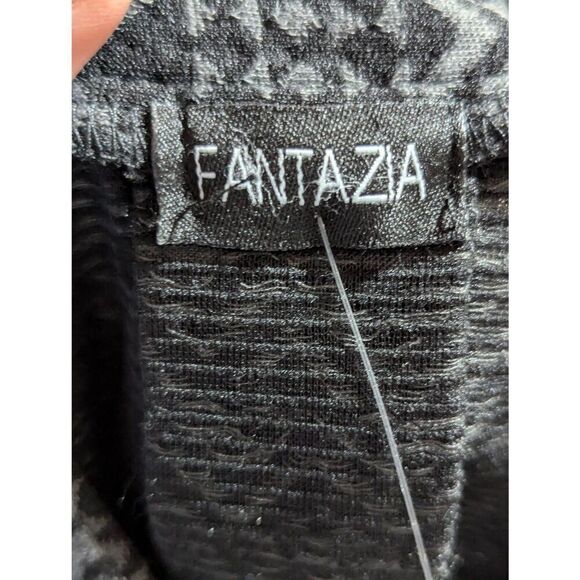 Fantazia Women's Gray & Black Geometric Pattern One-Button 3/4 Sleeve Jacket Siz - Picture 2 of 7